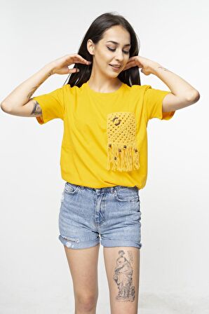KROŞE ÖRGÜ DETAYLI T-SHIRT